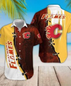 Calgary Flames Dual Tone Lace Summer Hawaiian Shirt