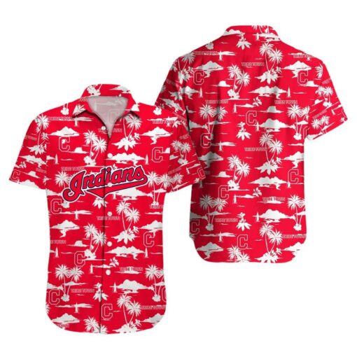 Cleveland Guardians Navy Sketch Summer Hawaiian Shirt