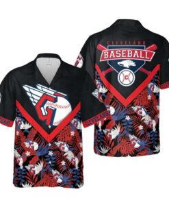 Cleveland Guardians Tropical Logo Collage Summer Hawaiian Shirt