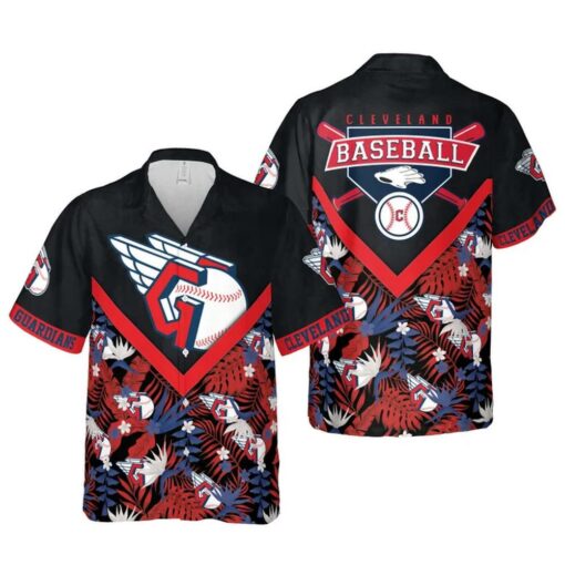 Cleveland Guardians Tropical Logo Collage Summer Hawaiian Shirt