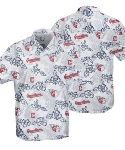 Cleveland Guardians White Hibiscus Summer Hawaiian Shirt