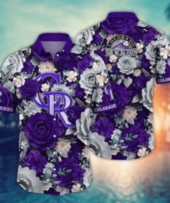 Colorado Rockies Floral Garden Summer Hawaiian Shirt
