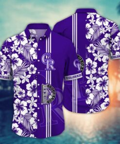 Colorado Rockies Hibiscus Stripe Summer Hawaiian Shirt