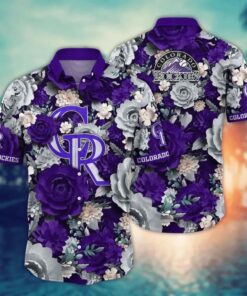Colorado Rockies Purple Bloom Summer Hawaiian Shirt