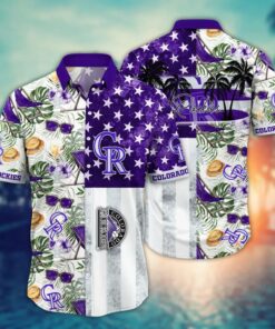 Colorado Rockies Stars and Tropics Summer Hawaiian Shirt