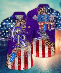 Colorado Rockies Star-Spangled Fireworks Summer Hawaiian Shirt