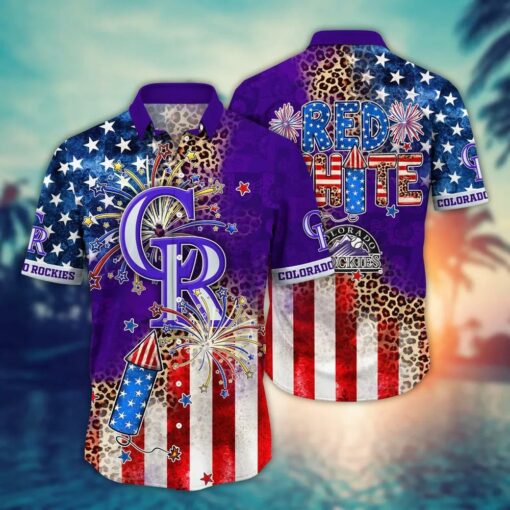 Colorado Rockies Star-Spangled Fireworks Summer Hawaiian Shirt