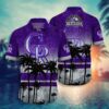 Colorado Rockies Sunset Palm Summer Hawaiian Shirt