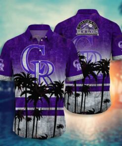Colorado Rockies Sunset Palm Summer Hawaiian Shirt