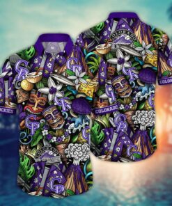 Colorado Rockies Tiki Tropics Summer Hawaiian Shirt