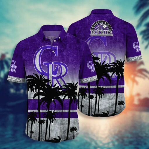 Colorado Rockies Tropical Sunset Summer Hawaiian Shirt