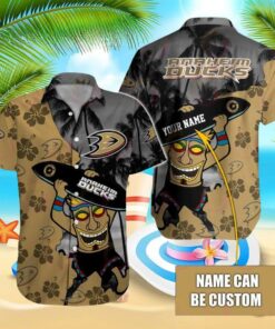 Custom Name Anaheim Ducks Tiki Vibes Summer Hawaiian Shirt