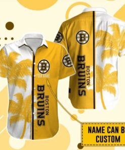Custom Name Boston Bruins Golden Palm Summer Hawaiian Shirt