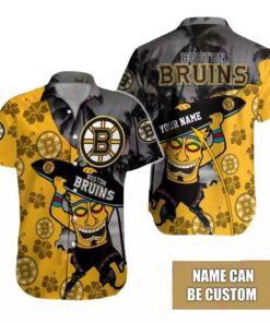 Custom Name Boston Bruins Tropical Tiki Summer Hawaiian Shirt
