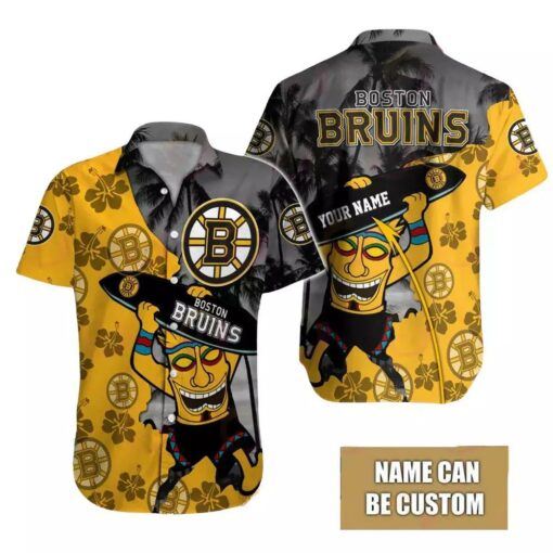 Custom Name Boston Bruins Tropical Tiki Summer Hawaiian Shirt