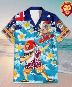 Custom Name Brisbane Lions AFL Santa Claus Team Hawaiian Shirts