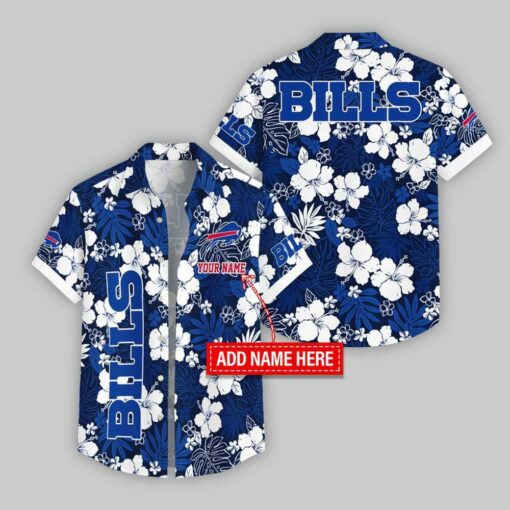 Custom Name Buffalo Bills Hibicus Pattern Hawaiian Shirt For Fans