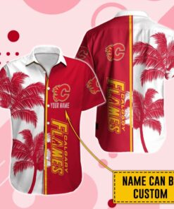 Custom Name Calgary Flames Palm Breeze Summer Hawaiian Shirt