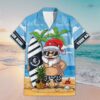 Custom Name Carlton AFL Santa Claus On Beach Hawaiian Shirts