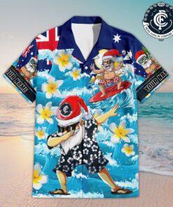 Custom Name Carlton AFL Santa Claus Team Hawaiian Shirts