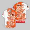 Custom Name Cincinnati Bengals Rose Branch Pattern Hawaiian Shirt For Fans
