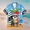 Custom Name Collingwood AFL Santa Claus On Beach Hawaiian Shirts