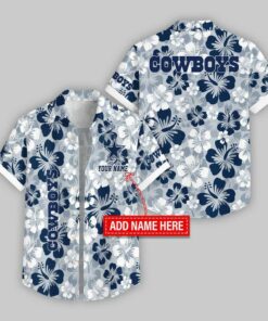 Custom Name Dallas Cowboys Flowers Pattern Hawaiian Shirt For Fans