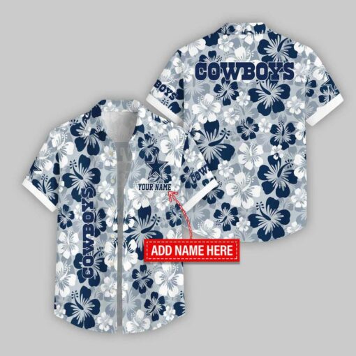 Custom Name Dallas Cowboys Flowers Pattern Hawaiian Shirt For Fans