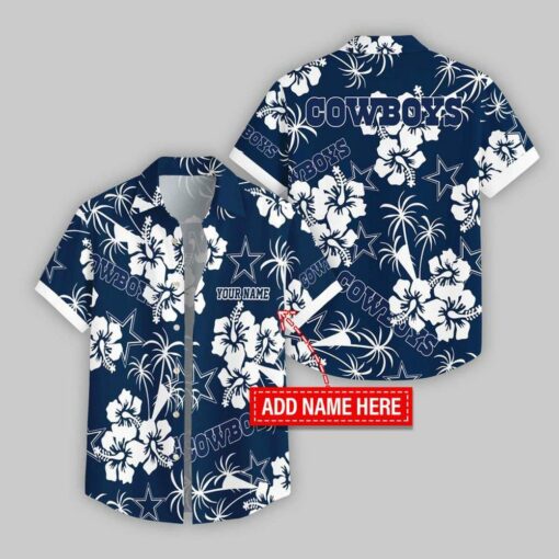 Custom Name Dallas Cowboys Hibicus Hawaiian Shirt For Fans