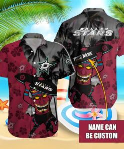 Custom Name Dallas Stars Tiki Surf Summer Hawaiian Shirt