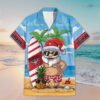 Custom Name Essendon AFL Santa Claus On Beach Hawaiian Shirts