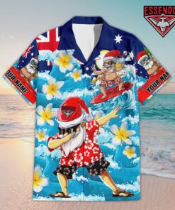 Custom Name Essendon AFL Santa Claus Team Hawaiian Shirts