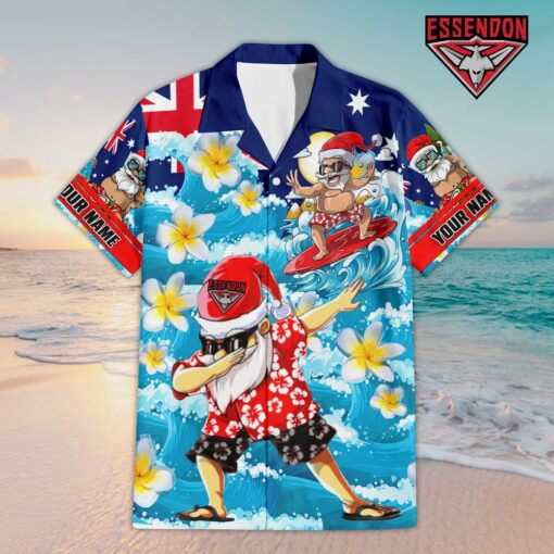 Custom Name Essendon AFL Santa Claus Team Hawaiian Shirts
