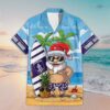 Custom Name Fremantle AFL Santa Claus On Beach Hawaiian Shirts