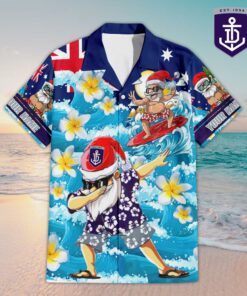 Custom Name Fremantle AFL Santa Claus Team Hawaiian Shirts