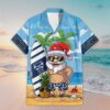 Custom Name Geelong AFL Santa Claus On Beach Hawaiian Shirts