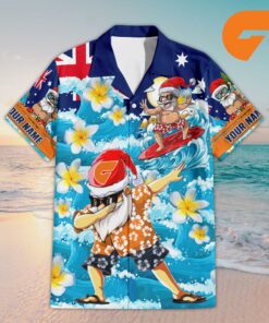 Custom Name Giants AFL Santa Claus Team Hawaiian Shirts