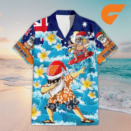 Custom Name Giants AFL Santa Claus Team Hawaiian Shirts