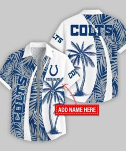 Custom Name Indianapolis Colts Coconut Pattern Hawaiian Shirt For Fans