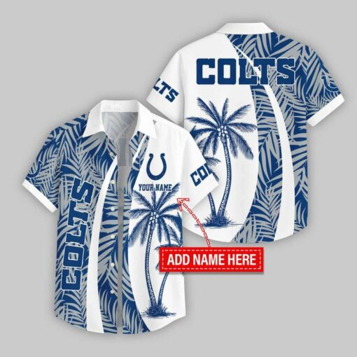 Custom Name Indianapolis Colts Coconut Pattern Hawaiian Shirt For Fans