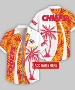 Custom Name Kansas City Chiefs Coconut Pattern Hawaiian Shirt For Fans