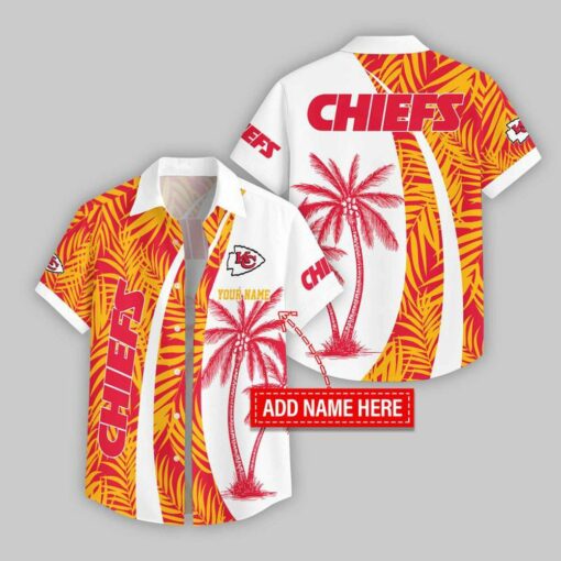 Custom Name Kansas City Chiefs Coconut Pattern Hawaiian Shirt For Fans