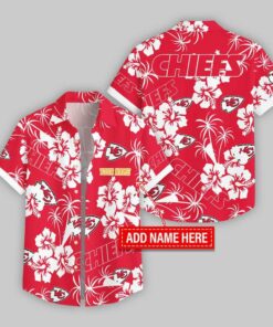 Custom Name Kansas City Chiefs Hibicus Pattern Hawaiian Shirt For Fans