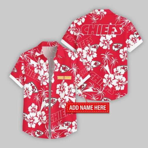 Custom Name Kansas City Chiefs Hibicus Pattern Hawaiian Shirt For Fans