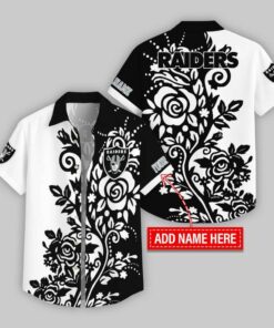 Custom Name Las Vegas Raiders Rose Branch Pattern Hawaiian Shirt For Fans