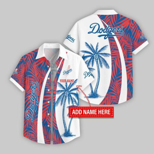Custom Name Los Angeles Dodgers Coconut Pattern Hawaiian Shirt For Fans