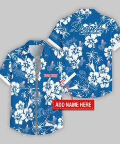 Custom Name Los Angeles Dodgers Hibicus Hawaiian Shirt For Fans