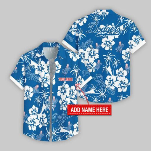 Custom Name Los Angeles Dodgers Hibicus Hawaiian Shirt For Fans