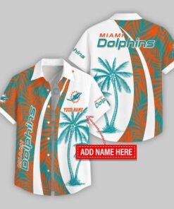 Custom Name Miami Dolphins Coconut Pattern Hawaiian Shirt For Fans