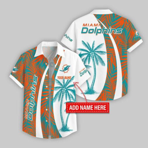 Custom Name Miami Dolphins Coconut Pattern Hawaiian Shirt For Fans